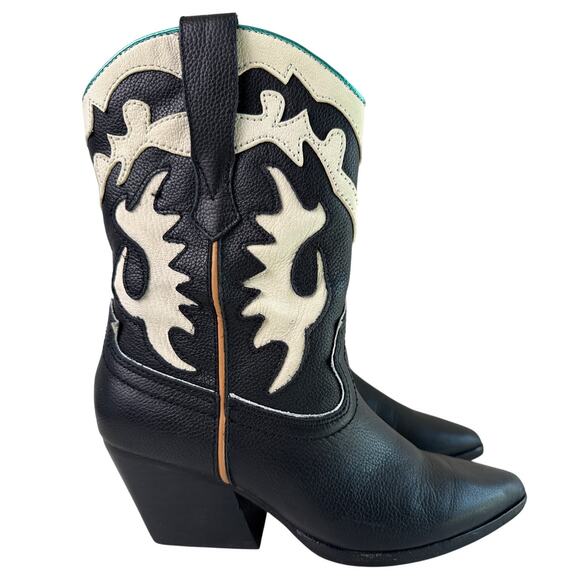 DOLCE VITA Landen Western Boots Pull On Heels Women's 7.5 Leather Pointed Toe - Picture 2 of 11
